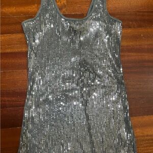 Sparkling Silver Sequin Sleeveless Top